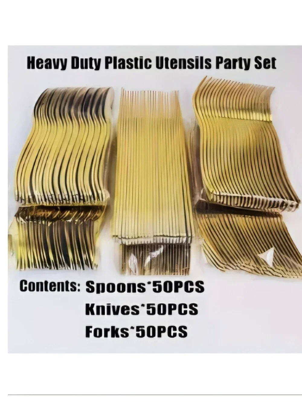 NEW 150 UV GOLDEN PLASTIC CUTLERY SET -STURDY & STRONG